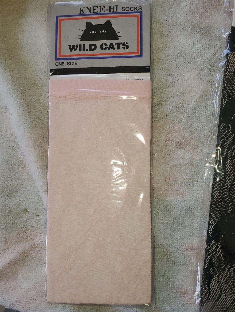Vintage light pink W,/Design knee highs OS goth retro deadstock, nip